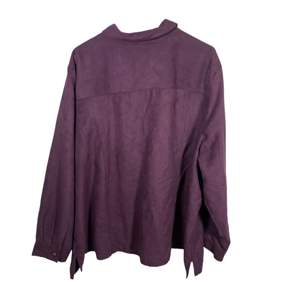 Liz & Me for Catherines Button Shirt Blouse 3X Faux Suede Button Up L/S Purple - Picture 6 of 6